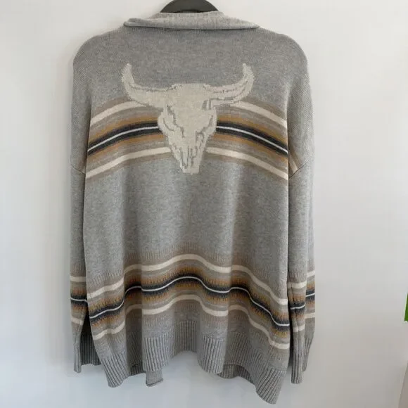 Pendleton S Western Horizons Oversized Cardigan Sweater Wool Blnd Longhorn Rodeo - Picture 14 of 14